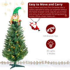 HAOYYE Green Christmas Tree with 129 PVC Branches and Santa Claus Decorations, Sturdy Iron Bracket, Easy Setup for Home Holiday Celebration, Festive Tabletop or Corner Decor, Durable and Realistic Design