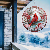 HAOYYE Cardinal Wind Spinner with Pine & Floral Design, Vibrant Red Metal Outdoor Decor, Hanging Wind Chimes for Garden, Patio, Lawn & Holiday Decoration, Eye-Catching and Durable