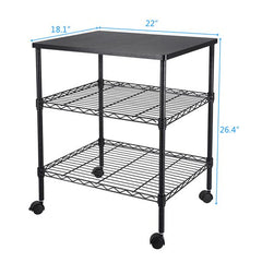 HAOYYE 3-Shelf Printer Cart, Soft Cozy Warm Flannel Fleece Home Decor, Luxury Comfortable Unique Design, Premium Quality Decorative Storage Organizer for Home Office or Workstation, Sturdy and Stylish Mobile Cart.