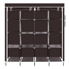 HAOYYE Clothes Closet Portable Wardrobe with Shelves and Side Pockets, Dark Brown, Durable Space-Saving Storage Solution with Modern Design, Versatile Use, Premium Quality, and Stylish Appearance for Organizing Clothing and Accessories
