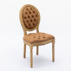 HAOYYE French Style Solid Wood Frame Antique Painting,Hand-pulled buckle decoration PU artificial leather Dining Chair with Nailhead Trim ,Wood Legs,Density Foam,Steel Spring inner,Set of 2,Orange,SW1839OG