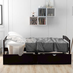 HAOYYE Twin Size Platform Bed with Two Storage Drawers, Espresso, Sturdy Space-Saving Design, Heavy Duty Construction, Easy Assembly, Durable and Stylish Home Furniture, Versatile for Bedroom Use