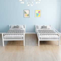 HAOYYE Bunk Bed Twin Over Twin Size with Ladder and high Guardrail, Able to Split, Metal Bunk Bed, Storage Space, Noise Free,White Sturdy Space-Saving Heavy Duty Modern Design Adults Dorm Room