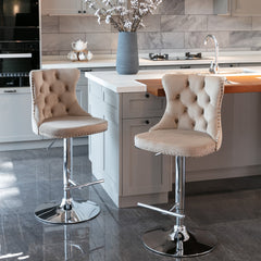 HAOYYE Swivel Velvet Barstools Adjusatble Seat Height from 25-33 Inch