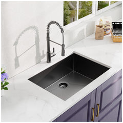 HAOYYE 27x17 inch Undermount Gunmetal Black 18 Gauge Stailess Steel Kitchen Sink Sturdy Space-Saving Heavy Duty Modern Design Adults Dorm Room Easy Assembly Bedroom Furniture