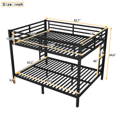 HAOYYE Metal Queen over Queen Bunk Bed for Teens and Adults,Space-Saving/Noise Reduced/No Box Spring Needed, Black Sturdy Heavy Duty Modern Design Dorm Room Easy Assembly Bedroom Furniture