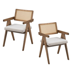 HAOYYE Wooden Frame Upholstered Dining Chairs Set of 2,Mid Century Kitchen Chairs for Living Room,Restaurant,Bohemian Style Chairs for Office,Coffee Shop.OAK Sturdy Space-Saving Heavy Duty Modern Design