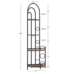 Haoyye 4-Tier Corner Bookshelf, Modern Space-Saving Display Rack with Metal Frame and Wood Shelves, Standing Storage Shelf for Living Room, Bedroom, Bathroom or Balcony, Freestanding Plant Stand or Organizer, Easy to Assemble and Sturdy Design