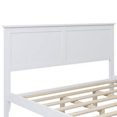HAOYYE Modern White Solid Wood Queen Platform Bed (old sku:WF283525AAK) Sturdy Space-Saving Heavy Duty Modern Design Adults Dorm Room Easy Assembly Bedroom Furniture