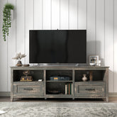 HAOYYE Black Pine TV Stand, Modern Heavy-Duty Storage Console For Living Room Or Bedroom, With 2 Drawers & 4 Spacious Storage Compartments, Sturdy Space-Saving Design, Easy Assembly