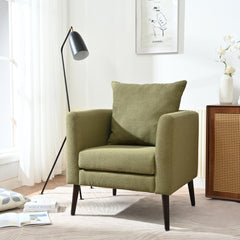 HAOYYE Barrel Chair, Modern Accent Chair, Fabric Armchair Club Chair,Upholstered Arm Chair with Solid Wood Legs,Waist Pillow,Padded Single Chair for Living Room/Bedroom/Study/Waiting Room,Olive Green Sturdy