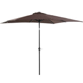 HAOYYE  9 x 7 ft Solar LED Patio Umbrella with Tilt and Crank, Outdoor Market Umbrella with Lights for Table or Base, Waterproof Sun Shade Parasol for Garden Backyard Deck Pool Beach Brown
