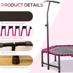 HAOYYE Exercise Trampoline Sturdy Steel Frame with Adjustable Handlebar Foldable Fitness Rebounder for Home Gym Indoor Outdoor Cardio Workouts and Strength Training