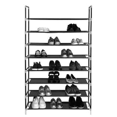 HAOYYE 8-Tier Shoe Rack, Ultra Large Capacity Non-Woven Fabric & Steel Shoe Organizer, Durable Space-Saving Storage Solution, Modern Stylish Design for Home Entryway, Versatile Use, Premium Quality Black