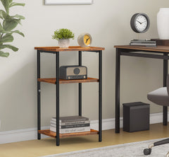 HAOYYE 3-Tier End Table Side Table with Adjustable Feet,Small Nightstand Space-Saving for Bedroom Living Room Office Sturdy Heavy Duty Modern Design Adults Dorm Room Easy Assembly Bedroom Furniture