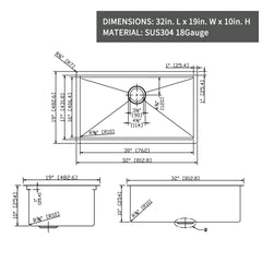HAOYYE Workstation 32" L X 19" W Undermount Kitchen Sink With Accessories Sturdy Space-Saving Heavy Duty Modern Design Easy Assembly Durable Stylish Home Furniture Versatile