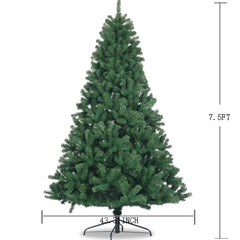 HAOYYE Artificial Christmas Tree Full Natural Spruce PVC Fir Tree 7.5ft Foldable Metal Stand Unlit Green Sturdy Space-Saving Heavy Duty Modern Design Adults Dorm Room Easy Assembly Bedroom Furniture