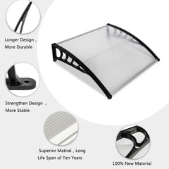 HAOYYE Black Door and Window Rain Cover Eaves Canopy, Durable ABS and Polycarbonate Construction with Aluminum Brackets, Easy to Install and Remove, Washable and Quick Dry, Perfect for Home Exterior Decoration and Weather Protection