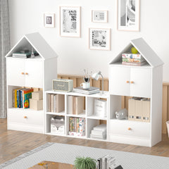 HAOYYE Versatile Bookshelf with House-Shaped Design, Multifunctional Storage Organizer for Books and Toys, Durable and Safe for Playroom or Bedroom, Easy to Assemble