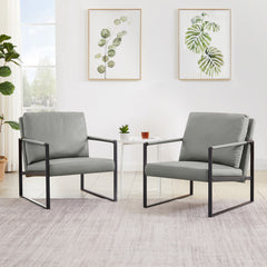 HAOYYE Lounge Chair, PVC Leather Accent Armchair with Thick Padded Backrest and Seat Cushion, Non-Slip Feet, Sturdy Metal Frame, Gray Sturdy Space-Saving Design for Living Room Office Reception Area