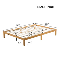 HAOYYE Queen Size Wood Platform Bed Frame,No Box Spring Needed,Strong Wood Slat Support, Easy Assembly Sturdy Space-Saving Heavy Duty Modern Design Adults Dorm Room Bedroom Furniture