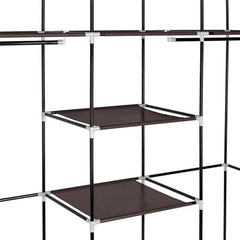 HAOYYE 69-Inch Portable Double-Rod Closet Organizer, Durable Dark Brown Fabric Wardrobe, Space-Saving Storage Solution for Clothes and Accessories, Stylish and Modern Design, Sturdy Non-Woven Fabric Construction