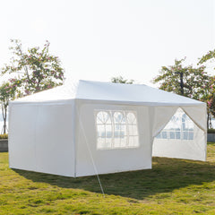 HAOYYE 3 x 6m Outdoor Waterproof Canopy Tent with 6 Sidewalls and 2 Zippered Doors Spiral Tube Frame Heavy Duty PE Fabric Event Shelter for Backyard Patio Garden Wedding White