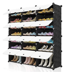 HAOYYE 4-Tier Portable Shoe Rack, Black Sturdy Design, Durable Multifunctional Organizer, Space-Saving Storage Cabinet For Heels, Boots, And Slippers, Expandable 48-Pair Shoe Tower, Modern Home Organizer For Closet, Entryway, Or Living Room
