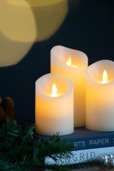 HAOYYE Set of 3 Flickering Ivory LED Candles with Remote Timer, L:D3X6" M:D3X5" S:D3X4" Sturdy Space-Saving Heavy Duty Modern Design Adults Dorm Room Easy Assembly Bedroom Furniture