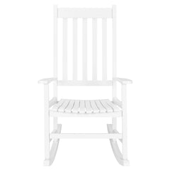 HAOYYE Square Wooden Rocking Chair with Wavy Backboard, Sturdy and Elegant Rocker for Patio, Porch, Garden, or Balcony, Comfortable and Durable Design for Relaxation and Outdoor Enjoyment
