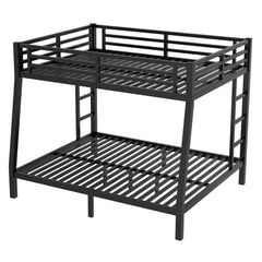 HAOYYE Metal Full XL over Queen Bunk Bed for Teens and Adults,Space-Saving/Noise Reduced/No Box Spring Needed,Black Sturdy Heavy Duty Modern Design Dorm Room Easy Assembly Bedroom Furniture