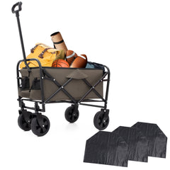 HAOYYE Multi-Use Collapsible Foldable Wagon Cart with Heavy Duty Frame, Utility Wagon for Camping and Grocery Shopping, Includes 3-Piece Plastic Liner Bag and Cover, Durable Beach Cart in Olive Green