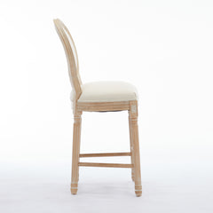 HAOYYE Solid Wood Bar stools Set of 2, Classic French Country Wooden Barstools with Upholstered Seating Sturdy Space-Saving Heavy Duty Modern Design Adults Dorm Room Easy Assembly Bedroom Furniture