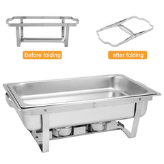 HAOYYE Single Basin Stainless Steel Buffet Stove with Two Sets Heavy Duty Rectangular Chafing Dish Warmer Commercial Food Warmer for Restaurant Catering Banquet or Home Kitchen Equipment Use