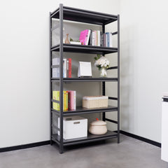 HAOYYE 5-Tier Heavy Duty Metal Storage Shelves, Adjustable Shelving Unit for Kitchen, Garage, Pantry, Office, Sturdy Space-Saving Design, Modern Storage Rack for Home, Dorm Room, and More