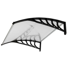 HAOYYE Black Door and Window Rain Cover Eaves Canopy, Durable ABS and Polycarbonate Construction with Aluminum Brackets, Easy to Install and Remove, Washable and Quick Dry, Perfect for Home Exterior Decoration and Weather Protection