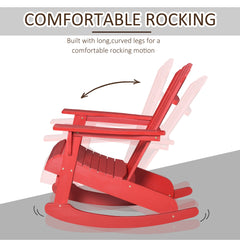 HAOYYE Red Rocking Adirondack Chair Made from Solid Weather-Resistant Fir Wood with Painted Finish, Wide Ergonomic Seat and Fan-Shaped Backrest for Ultimate Comfort, Slatted Design for Quick Drainage, Perfect for Porch Balcony Backyard Relaxation