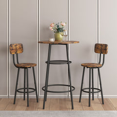 HAOYYE Bar table, equipped with 2 bar stools , with backrest and partition Sturdy Space-Saving Heavy Duty Modern Design Easy Assembly Durable Stylish Home Furniture Versatile