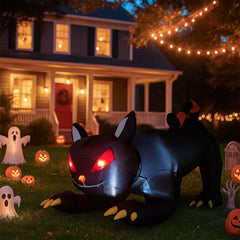 HAOYYE 6.5 FT Halloween Inflatable Black Cat with Animated Shakable Head, Built-In LED Lights, Spooky Yard Decor, Outdoor Halloween Decoration for Garden Lawn Party Indoor Haunted House Display