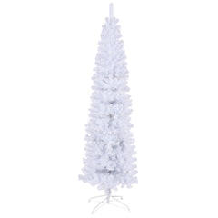 HAOYYE 7.5FT White Slim Artificial Christmas Tree Includes Foldable Metal Stand Sturdy Space-Saving Heavy Duty Modern Design Adults Dorm Room Easy Assembly Bedroom Furniture