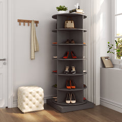 HAOYYE Grey 360 Rotating shoe cabinet 6 layers Sturdy Space-Saving Heavy Duty Modern Design Adults Dorm Room Easy Assembly Bedroom Furniture