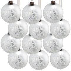 HAOYYE D3" Christmas Ball Ornaments, Glass Decorative Hanging Ball Christmas Tree Ornaments for Holiday Party Decorations, Set of 12 Sturdy Space-Saving Heavy Duty Modern Design Adults Dorm Room