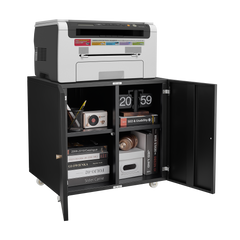 HAOYYE Home Office Printer Stand With Wheels, Mobile Filing Cabinet With Open Storage Shelves and File Door, Suitable for Letter/Legal/A4 Files, Sturdy Space-Saving Heavy Duty Design