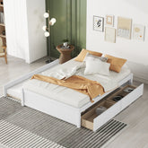 HAOYYE Full Bed with Twin Trundle and Two Drawers, White, Sturdy Space-Saving Design, Heavy Duty Construction, Easy Assembly, Durable and Stylish Home Furniture