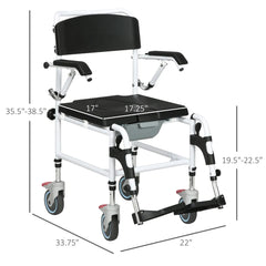 HAOYYE Bathroom Wheelchair Commode Chair with Rolling Design and Four Locking Castor Wheels Portable Shower Wheelchair for Home Hospital or Elderly Use Lightweight and Durable