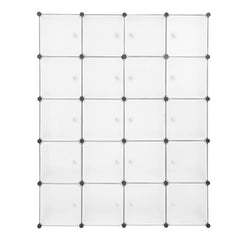 HAOYYE 20 Cube Modular Storage Cabinet, Stackable Closet Organizer Shelving Unit with Hanging Rod, White Plastic Cube Shelves for Clothes, Shoes, Accessories, Home & Office Organizer, Space-Saving Storage Solution, Durable, Easy Assembly