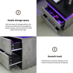 HAOYYE LED Nightstand with Cabinet Lights, Modern Bedside Table with 2 Drawers for Bedroom, Stylish End Table, Sturdy and Space-Saving Design, Heavy-Duty Construction, Easy Assembly, Ideal for Adults and Dorm Rooms