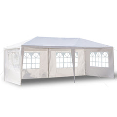 HAOYYE 20*10*8.5ft Four Sides Waterproof Outdoor Tent, White PE Canopy with Spiral Tubes and Sturdy Iron Frame, Large Portable Event Shelter for Party Wedding Camping Backyard, Easy Assembly Temporary Structure