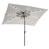 HAOYYE 8.8*6.7ft Solar Powered LED Patio Umbrella with Tilt and Crank, Outdoor Lighted Umbrella for Table Base Garden Deck Backyard Pool or Beach, Adjustable Sun Shade Canopy for Day and Night Use