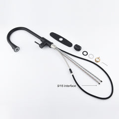 Haoyye Kitchen Faucet with Pull-Out Sprayer, Single Handle Stainless Steel Faucet with 360° Swivel High Arc Spout, Easy Installation and Maintenance, Anti-Corrosion and Space-Saving Design for Modern Kitchens, Utility Sinks, or Laundry Rooms